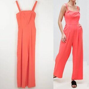 ASOS Vila Vilosta Jumpsuit Sleeveless S7/8 Wide Leg Pockets Coral Size 34 New